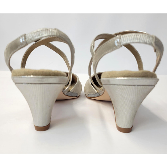 Ros Hommerson Caliente Shoes Womens 9.5W Silver Shimmer Leather Slingback Retro - Picture 11 of 13